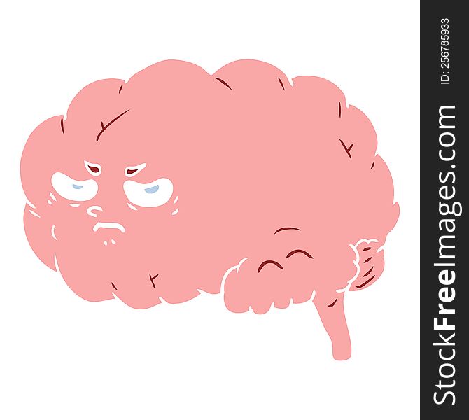 Flat Color Style Cartoon Angry Brain