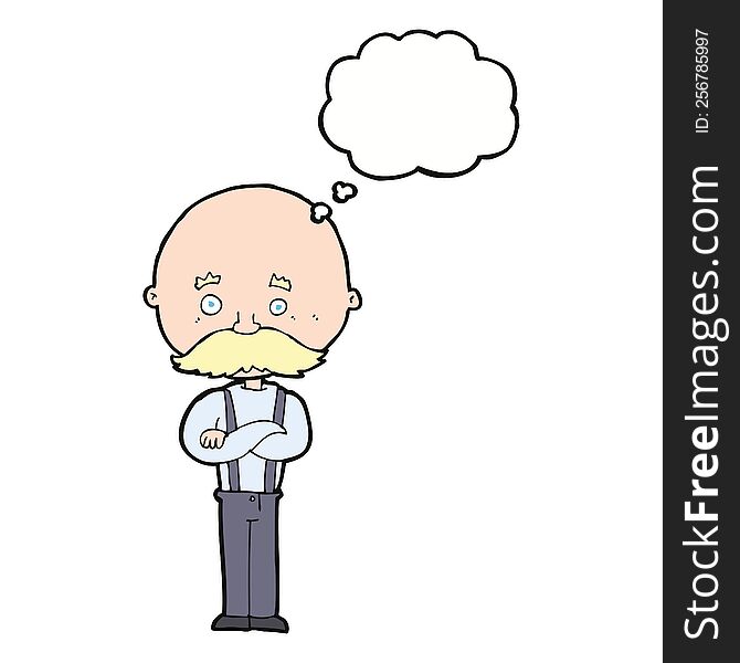 Cartoon Grandfather With Thought Bubble