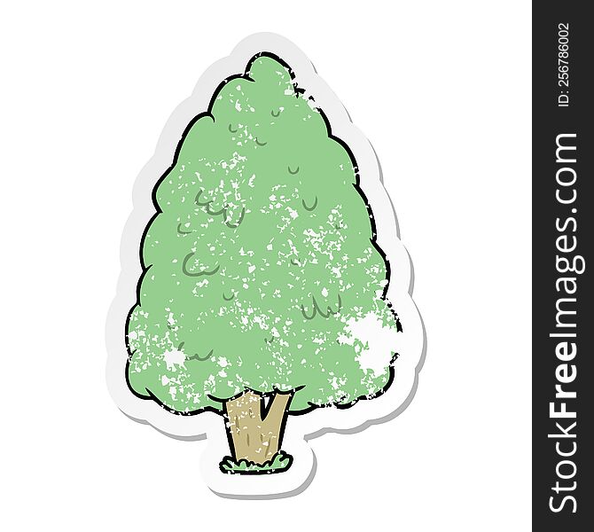Distressed Sticker Of A Cartoon Tall Tree