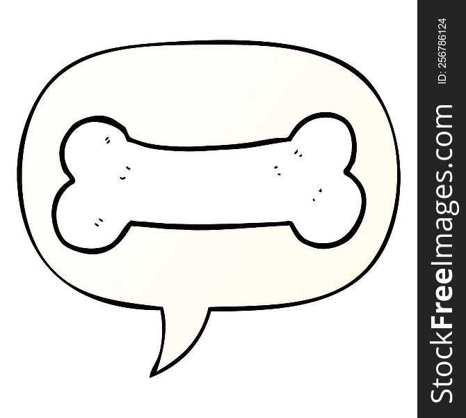 cartoon bone and speech bubble in smooth gradient style