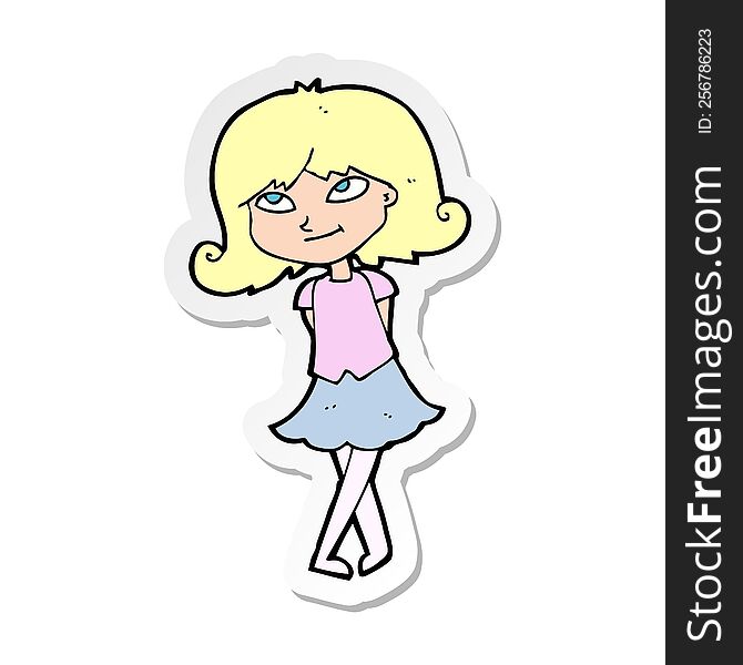 Sticker Of A Cartoon Clever Girl