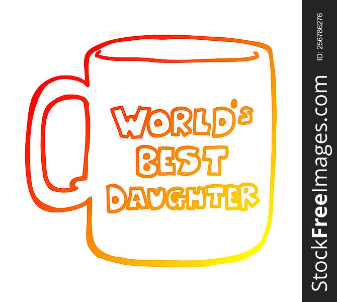 warm gradient line drawing of a worlds best daughter mug