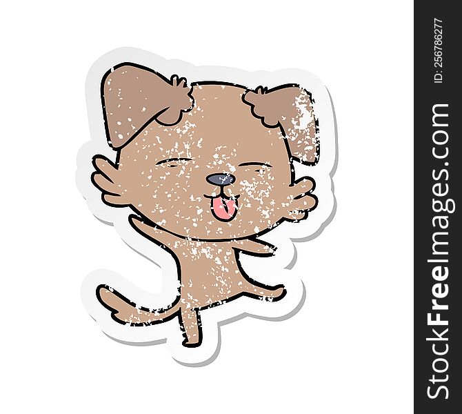 Distressed Sticker Of A Cartoon Dancing Dog