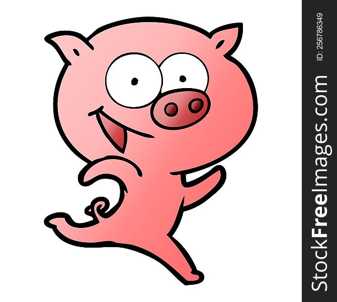 cheerful running pig cartoon. cheerful running pig cartoon