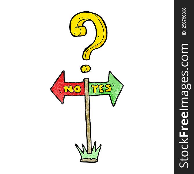 textured cartoon yes and no sign