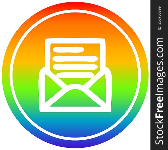 Envelope Letter Circular In Rainbow Spectrum