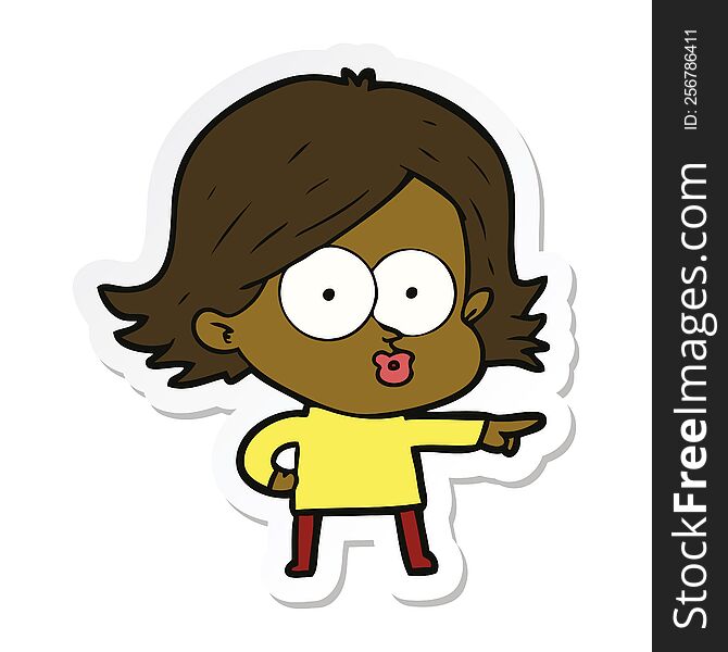 Sticker Of A Cartoon Girl Pouting