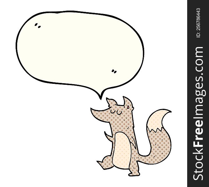 freehand drawn comic book speech bubble cartoon little wolf