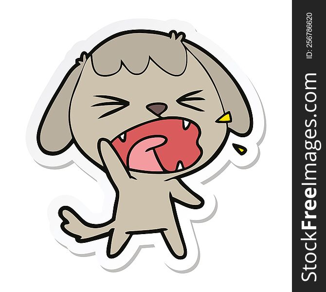 Sticker Of A Cute Cartoon Dog Barking