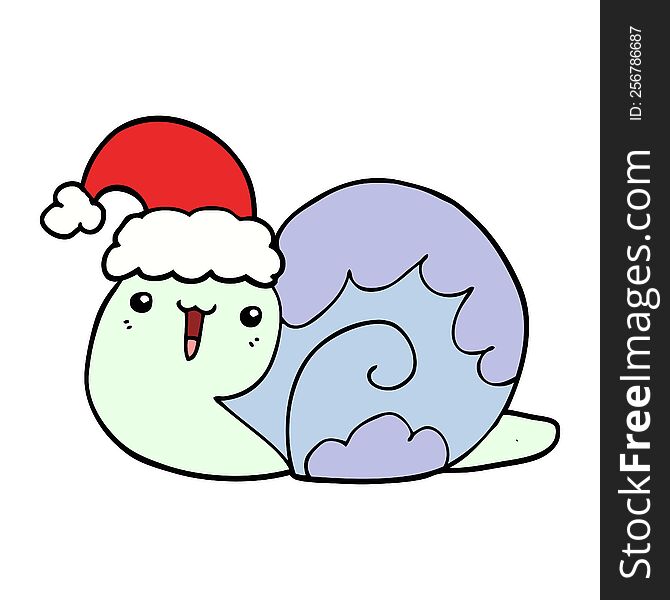 Cute Cartoon Christmas Snail