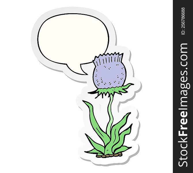 cartoon wild flower and speech bubble sticker