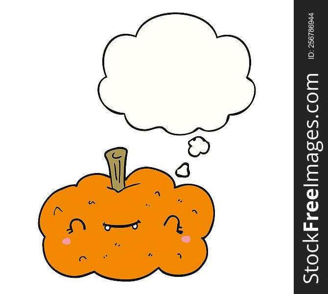 Cartoon Pumpkin And Thought Bubble