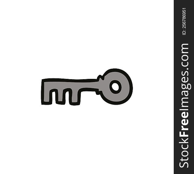 Cartoon Doodle Of A Brass Key