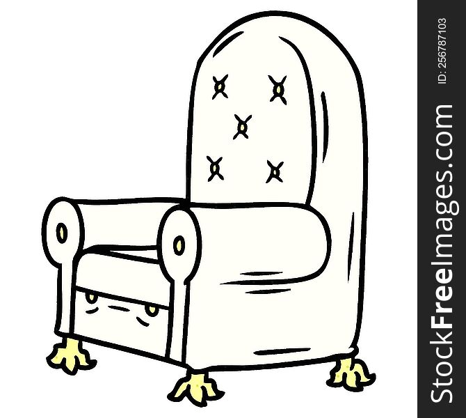 Cartoon Doodle Of A Blue Arm Chair