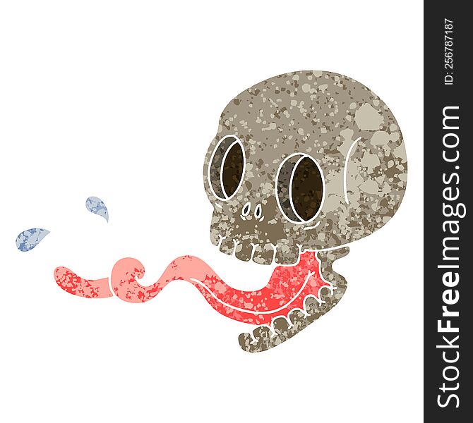 Quirky Retro Illustration Style Cartoon Skull With Tongue