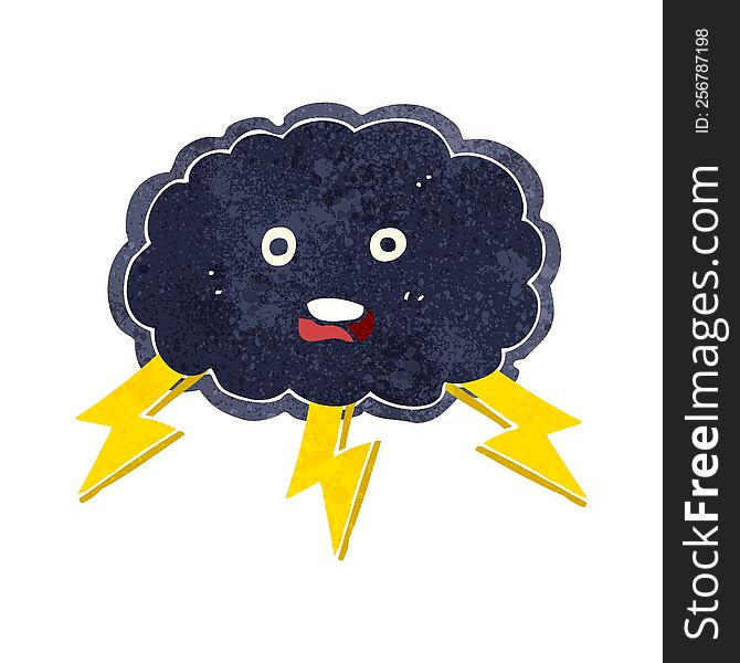 Cartoon Cloud And Lightning Bolt Symbol
