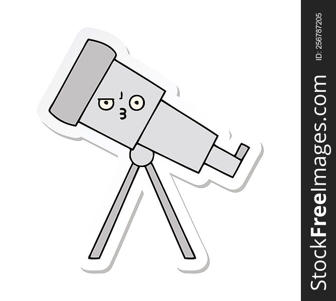 Sticker Of A Cute Cartoon Telescope