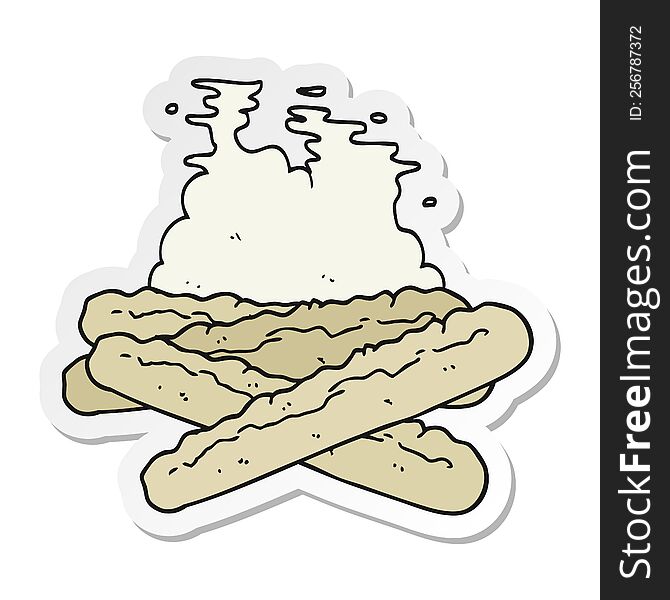 sticker of a cartoon baguettes