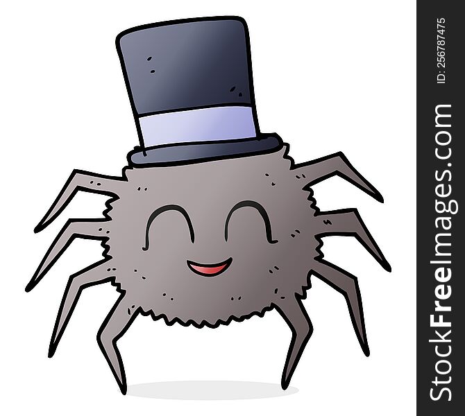 Cartoon Spider Wearing Top Hat