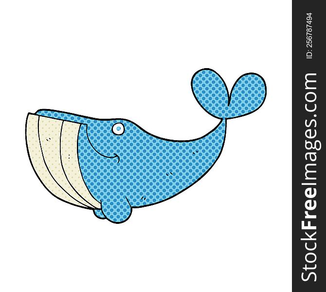 freehand drawn cartoon happy whale