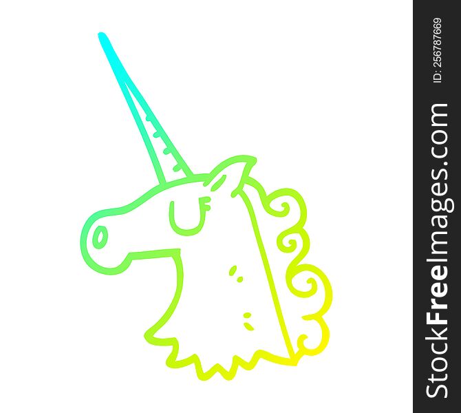 Cold Gradient Line Drawing Cartoon Pretty Unicorn