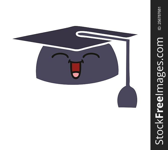 Flat Color Retro Cartoon Graduation Hat