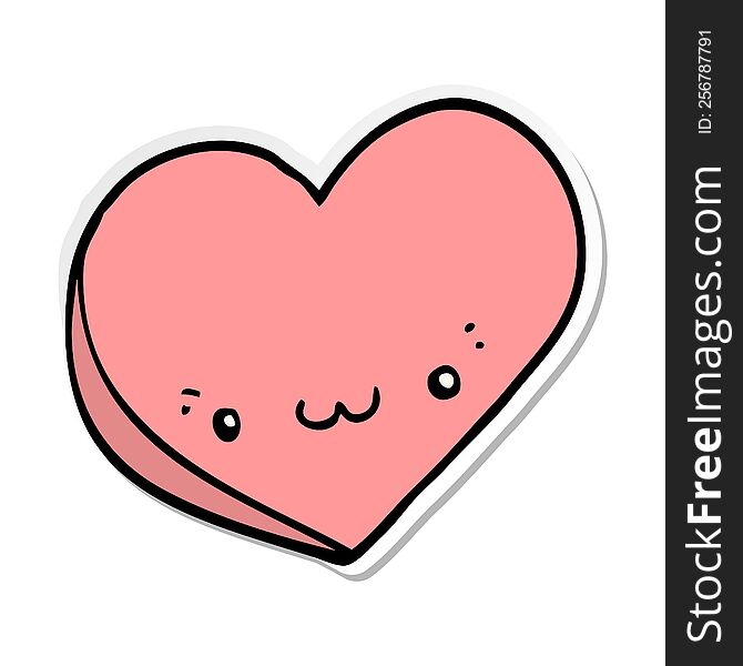 distressed sticker of a cartoon love heart with face