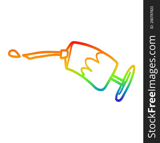 rainbow gradient line drawing of a cartoon vaccine injection