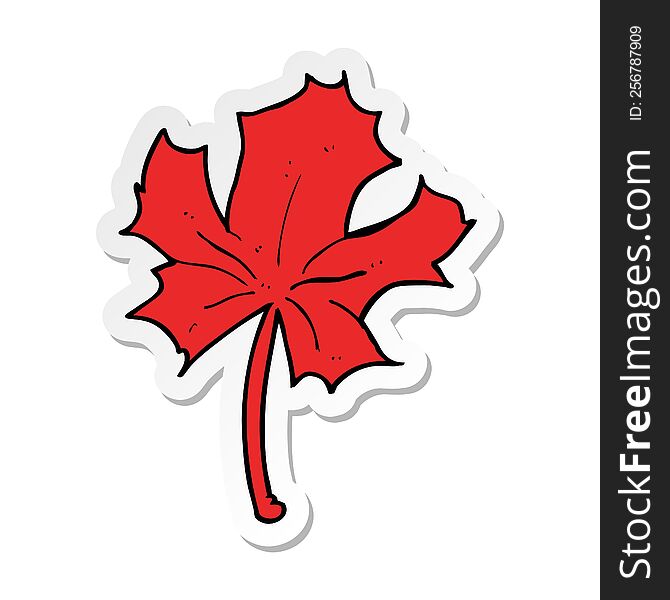 sticker of a cartoon red maple leaf