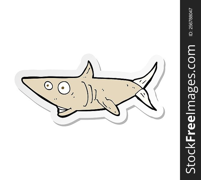 sticker of a cartoon happy shark