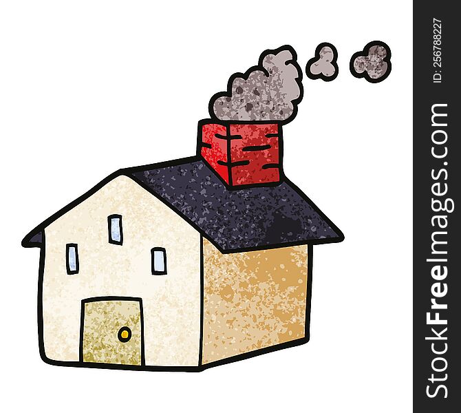 cartoon doodle house with smoking chimney