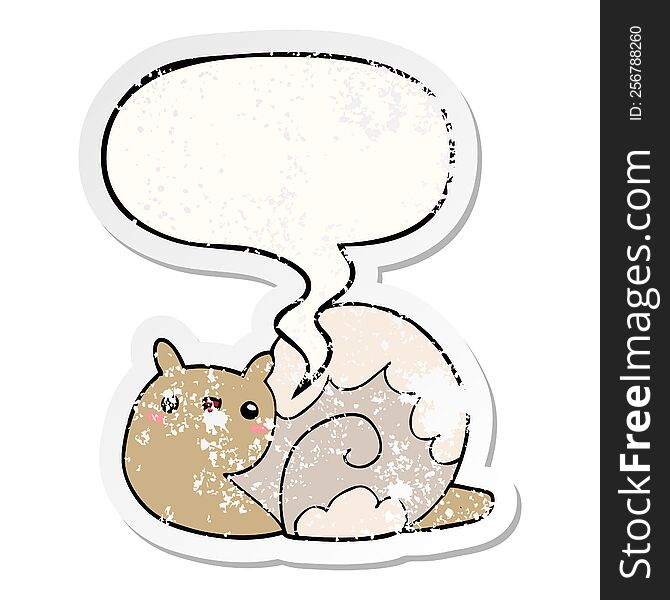 Cute Cartoon Snail And Speech Bubble Distressed Sticker