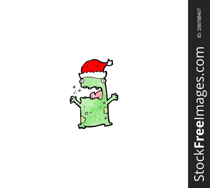 Cartoon Frog In Christmas Hat