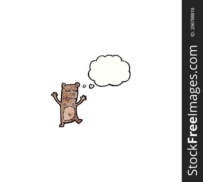 Crazy Cartoon Bear With Thought Bubble