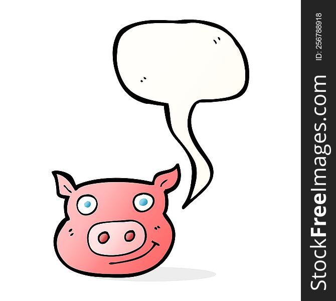 Cartoon Pig Face With Speech Bubble