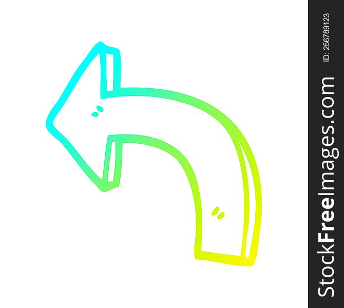 cold gradient line drawing of a cartoon directing arrow