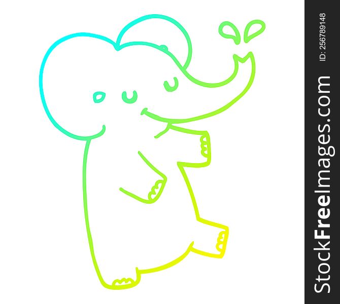cold gradient line drawing of a cartoon dancing elephant