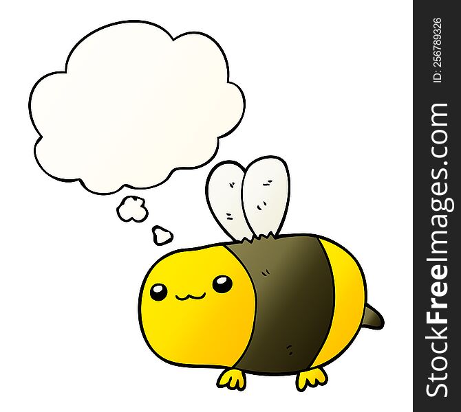 Cartoon Bee And Thought Bubble In Smooth Gradient Style