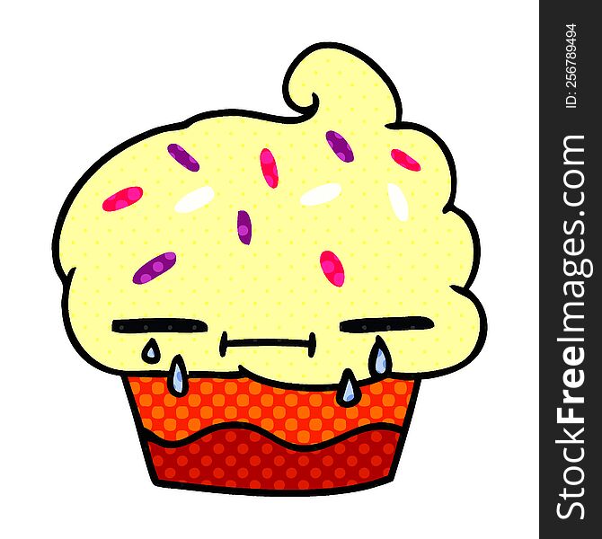 Cartoon Of A Crying Cupcake