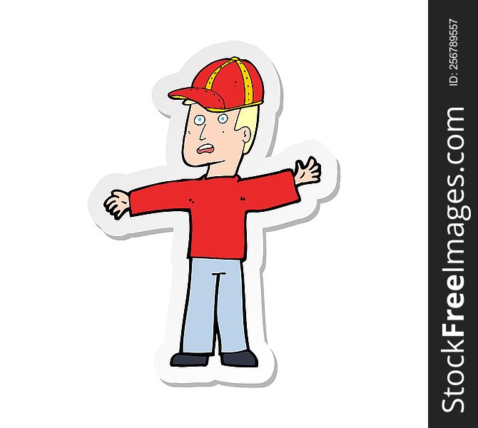 sticker of a cartoon man wearing cap