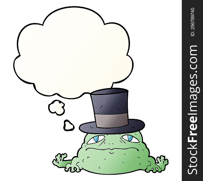 cartoon rich toad with thought bubble in smooth gradient style