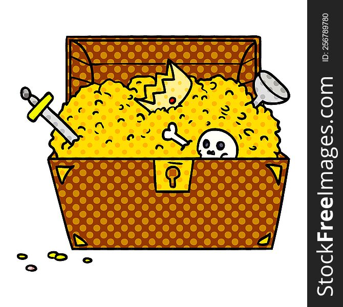 hand drawn cartoon doodle of a treasure chest