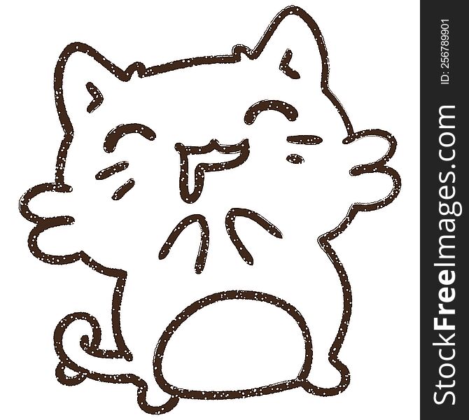 Cute Cat Charcoal Drawing