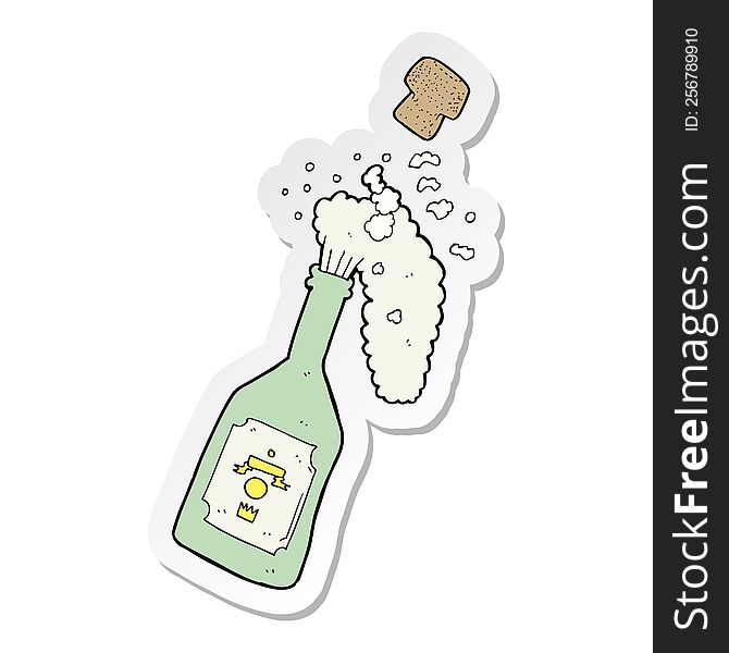 sticker of a cartoon champagne popping