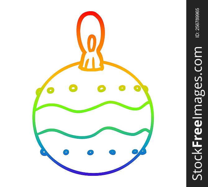 rainbow gradient line drawing of a christmas bauble decoration