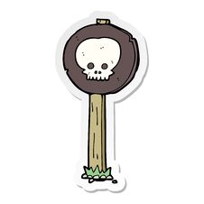 Sticker Of A Cartoon Spooky Skull Signpost Stock Images
