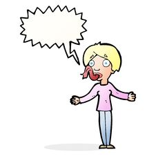 Cartoon Woman Telling Lies With Speech Bubble Royalty Free Stock Photo
