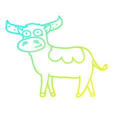 Cold Gradient Line Drawing Cartoon Bull Royalty Free Stock Photos