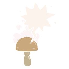 Free Cartoon Mushroom And Spore Cloud And Speech Bubble In Retro Style Royalty Free Stock Image - 256799546