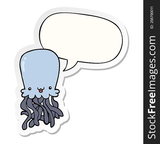Cartoon Octopus And Speech Bubble Sticker